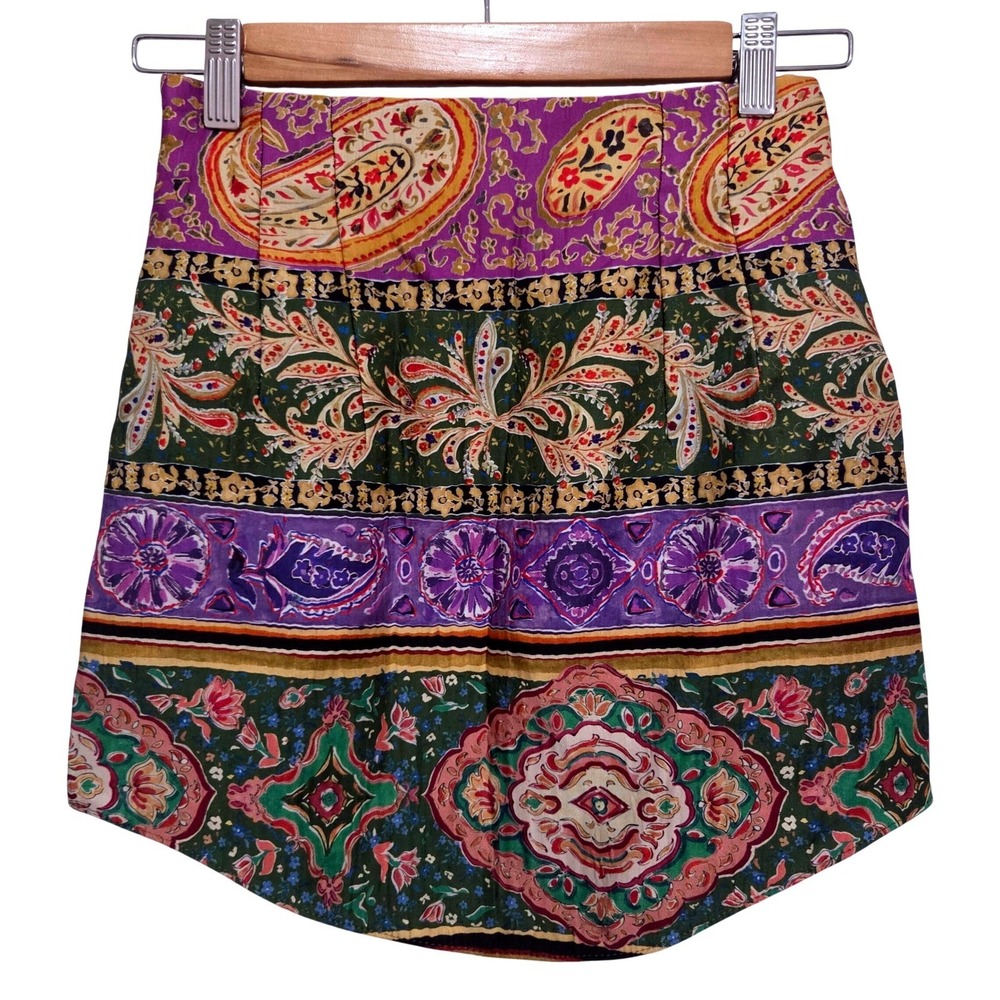 ZARA Boho Paisley Print Pleated Mini Skirt‎ Womens XS - Picture 5 of 8